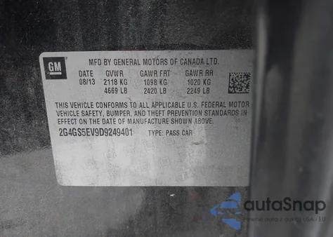 2013 Buick Regal Turbo - Premium 1 из США, поврежденный, VIN 2G4GS5EV9D9249401